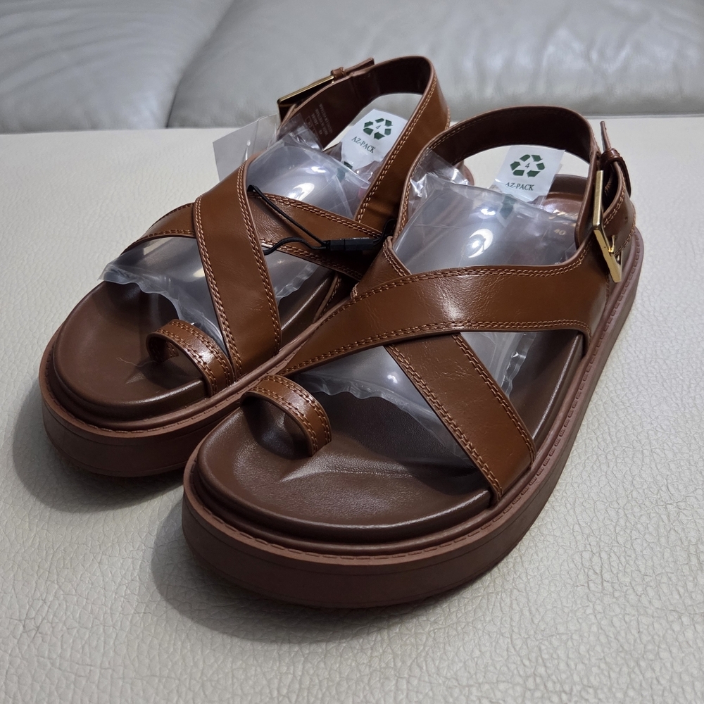 Zara Women's Crossed Strap Flat Sandal - EU 40/US 9